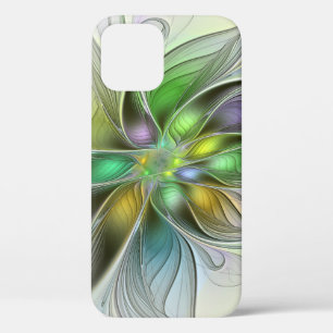 Funda Para iPhone 12 Flor de fantasía colorida Resumen moderno Fractal
