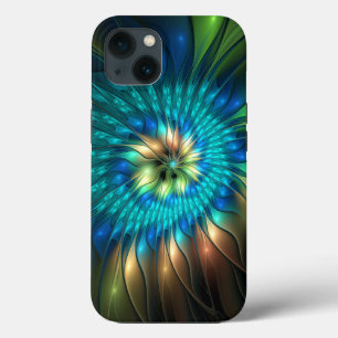 Funda Para iPhone 13 Flor de fantasía luminosa, fractal abstracto color