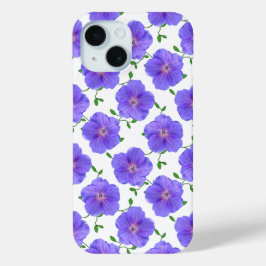 Funda Para iPhone 15 Flor de geranio azul en cualquier color