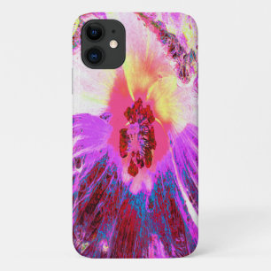 Funda Para iPhone 11 Flor de Hibisco de Colores Arcoíris Psicodélicos y