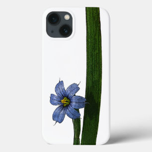 Funda Para iPhone 13 Flor de hierba de ojos azules y hoja