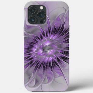 Funda Para iPhone 13 Pro Max Flor de Lavanda Sueño Arte Fractal Resumen Moderno