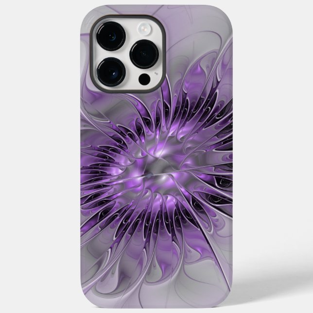 Funda De Case-Mate Para iPhone Flor de Lavanda Sueño Arte Fractal Resumen Moderno (Reverso )