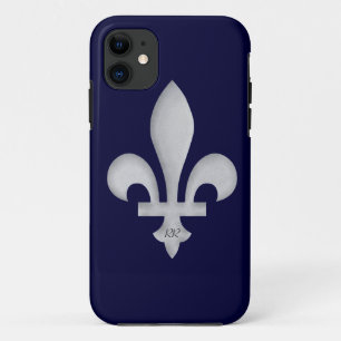 Funda Para iPhone 11 Flor de lis de plata en la caja de la casamata del