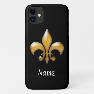 Funda Para iPhone 11 Flor de lis personalizada del negro y del oro