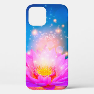 Funda Para iPhone 12 Flor de Loto Púrpura, Lago, Azul, Zen