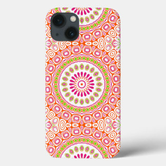 Funda Para iPhone 13 Flor de Mandala brillante rosa y naranja de primav