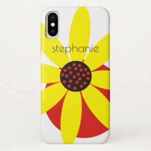 Funda Para iPhone X Flor de margarita amarilla y roja y nombre floral