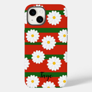 Funda Para iPhone 14 De Case-Mate Flor de margarita blanca roja Feliz Navidad Fiesta