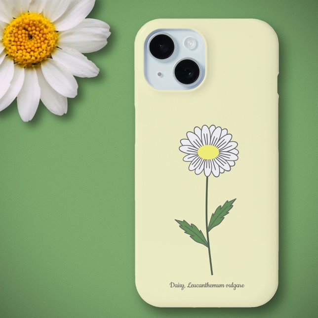 Funda De Case-Mate Para iPhone Flor de margarita botánica amarillo (Botanical Daisy Flower Yellow Phone Case)