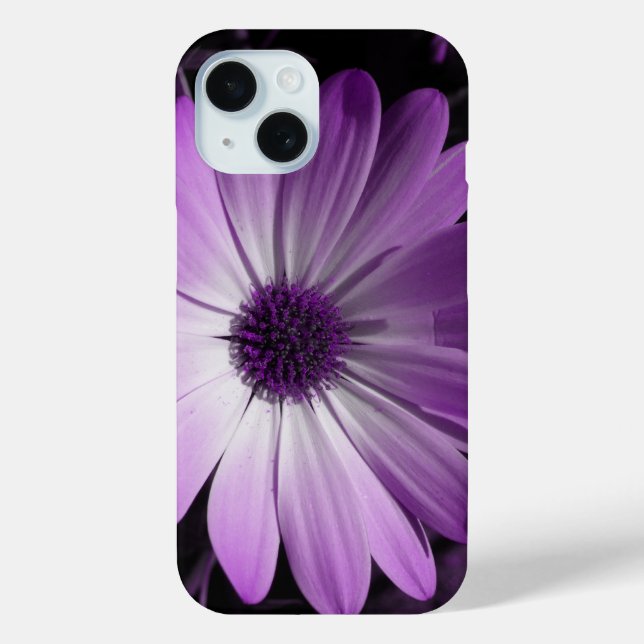 Funda De Case-Mate Para iPhone Flor de margarita púrpura (Reverso )