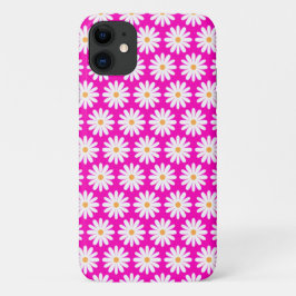 Funda Para iPhone 11 Flor de margarita rosa y blanca