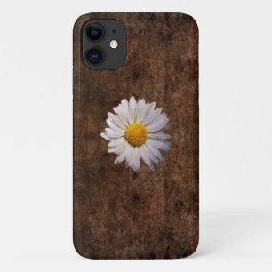 Funda Para iPhone 11 Flor de margarita sobre fondo marrón