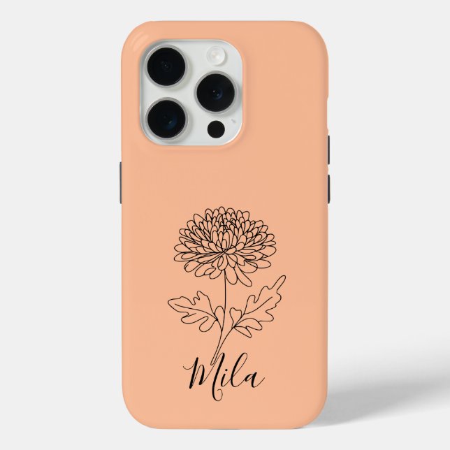 Funda De Case-Mate Para iPhone Flor de nacimiento personalizada de crisantemo de  (Reverso )