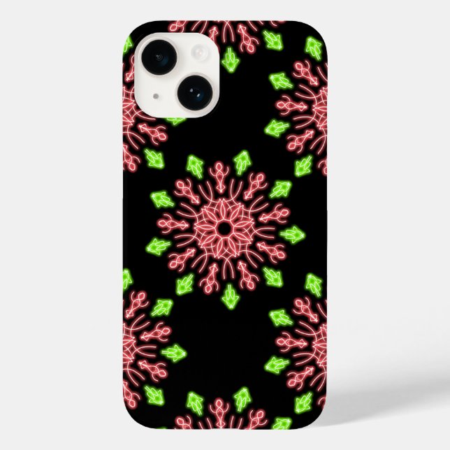 Funda De Case-Mate Para iPhone Flor de neón roja y verde (Reverso )