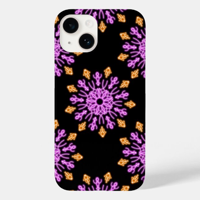 Funda De Case-Mate Para iPhone Flor de neón rosa y naranja (Reverso )