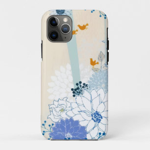 Funda Para iPhone 11 Pro Flor de pájaro Floral de bosque blanco acuarela