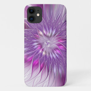 Funda Para iPhone 11 Flor de pasión fractal abstracta rosa púrpura