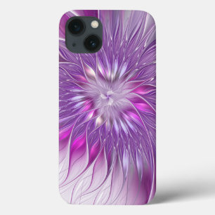 Funda Para iPhone 13 Flor de pasión fractal abstracta rosa púrpura