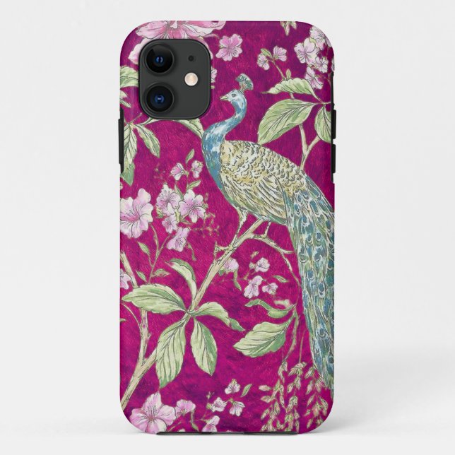 Funda De Case-Mate Para iPhone Flor de pavo real chinas (Reverso)