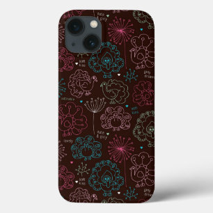 Funda Para iPhone 13 flor de pavo real india wallpaper vintage