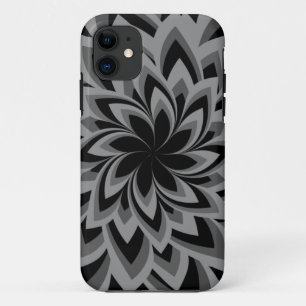 FUNDA PARA iPhone 11 FLOR DE REMOLINO NEGRO Y BLANCO