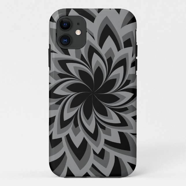 FUNDA DE Case-Mate PARA iPhone FLOR DE REMOLINO NEGRO Y BLANCO   (Reverso)