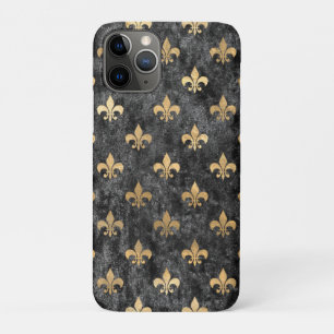 Funda Para iPhone 11 Pro Flor De Terciopelo Negro De Lis Mardi Gras Orleans