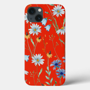 Funda Para iPhone 13 Flor de verano rojo brillante