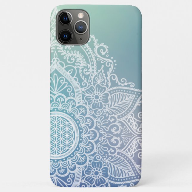 Funda De Case-Mate Para iPhone Flor de vida Mandala azul pastel (Reverso)