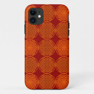 Funda Para iPhone 11 Flor de vida - patrón de sello - rojo naranja