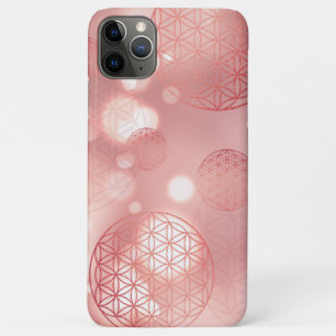 Funda Para iPhone 11 Pro Max Flor de vida resplandor de oro rojo