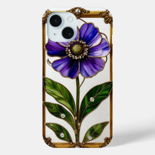 Funda Para iPhone 15 Flor de vidrio emplomado Art Nouveau elegante
