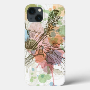 Funda Para iPhone 13 Flor del hibisco y fondo de la acuarela