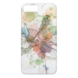 Funda Para iPhone 8 Plus/7 Plus Flor del hibisco y fondo de la acuarela