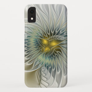 Funda Para iPhone XR Flor dorada Fantasía arte fractal abstracto