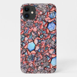 Funda Para iPhone 11 Flor entalhada virtual nas cores azul e salmão