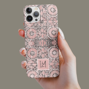 Funda Para iPhone 13 Flor estética estampada rosa Rústica