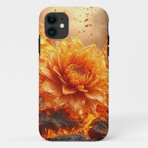 Funda Para iPhone 11 Flor Flamígera Pétalos Ardiendo Estética,
