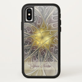 Funda Para iPhone 13 Flor Flor Fractal Flower Flor Gold Moderno Resumen