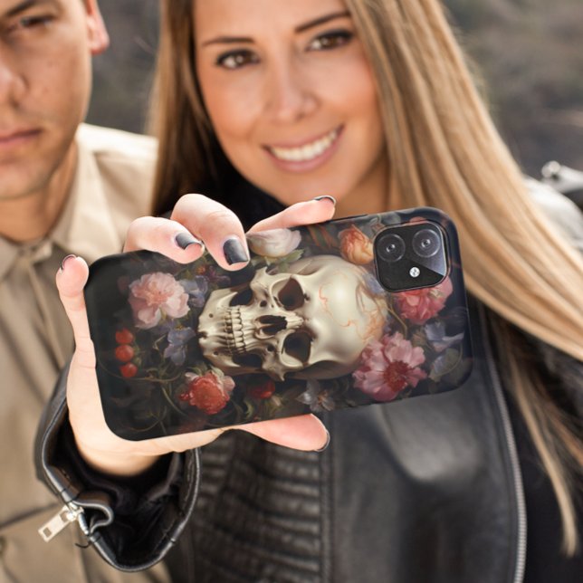 Funda De Case-Mate Para iPhone Flor floral de cráneo (Subido por el creador)
