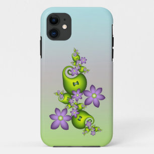 Funda Para iPhone 11 Flor Floral Fantasía Lilac Flores Formas verdes Fr