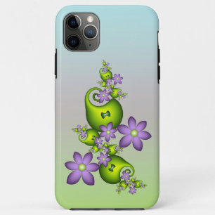 Funda Para iPhone 11 Pro Max Flor Floral Fantasía Lilac Flores Formas verdes Fr