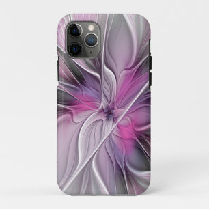 Funda Para iPhone 11 Pro Flor Floral Fractal Moderno Abstracto Flor Gris ro