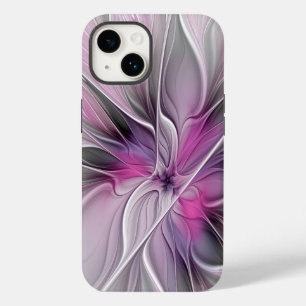 Funda Para iPhone 14 De Case-Mate Flor Floral Fractal Moderno Abstracto Flor Gris ro
