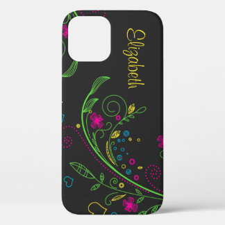 Funda Para iPhone 12 Pro Flor floral neón personalizada