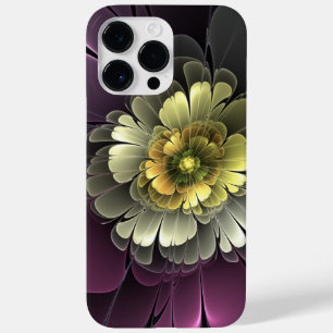 Funda Para iPhone 14 Pro Max De Case-Mate Flor fractal abstracta moderna purpura gris khaki