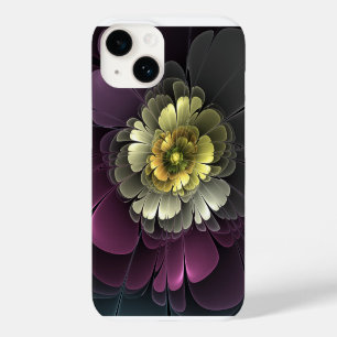 Funda Para iPhone 14 De Case-Mate Flor Fractal Abstracta Moderna Purpura Gris Khaki