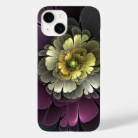 Flor Fractal Gris Purpura Moderna Abstracta
