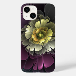 Funda Para iPhone 14 De Case-Mate Flor Fractal Gris Purpura Moderna Abstracta